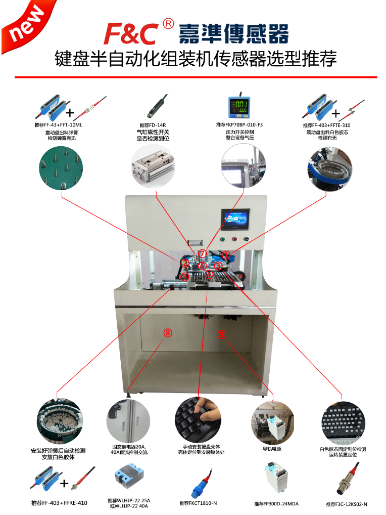 键盘半自动化组装机传感器应用案例
