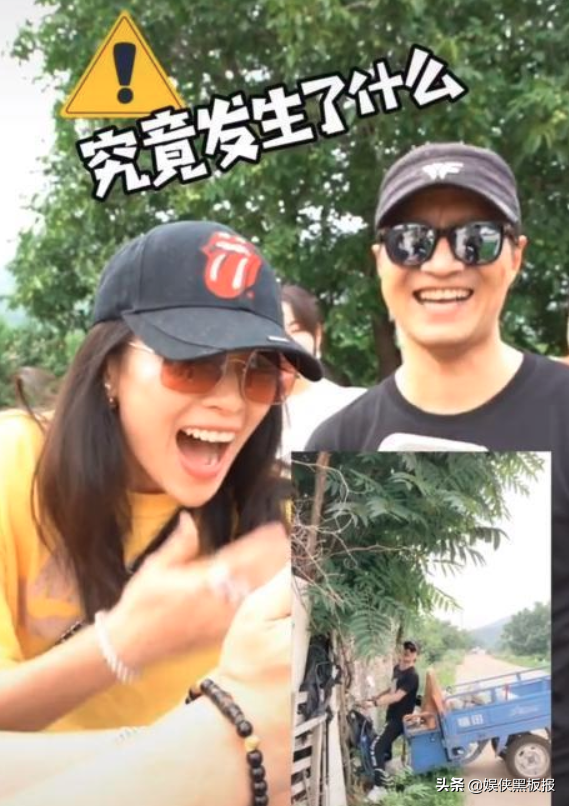 老司机汪峰骑三轮摩托，撞坏果园围栏，合影时