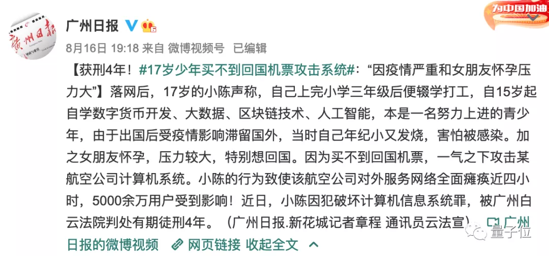 17岁少年买不到回国机票就攻击航司系统,获刑四年