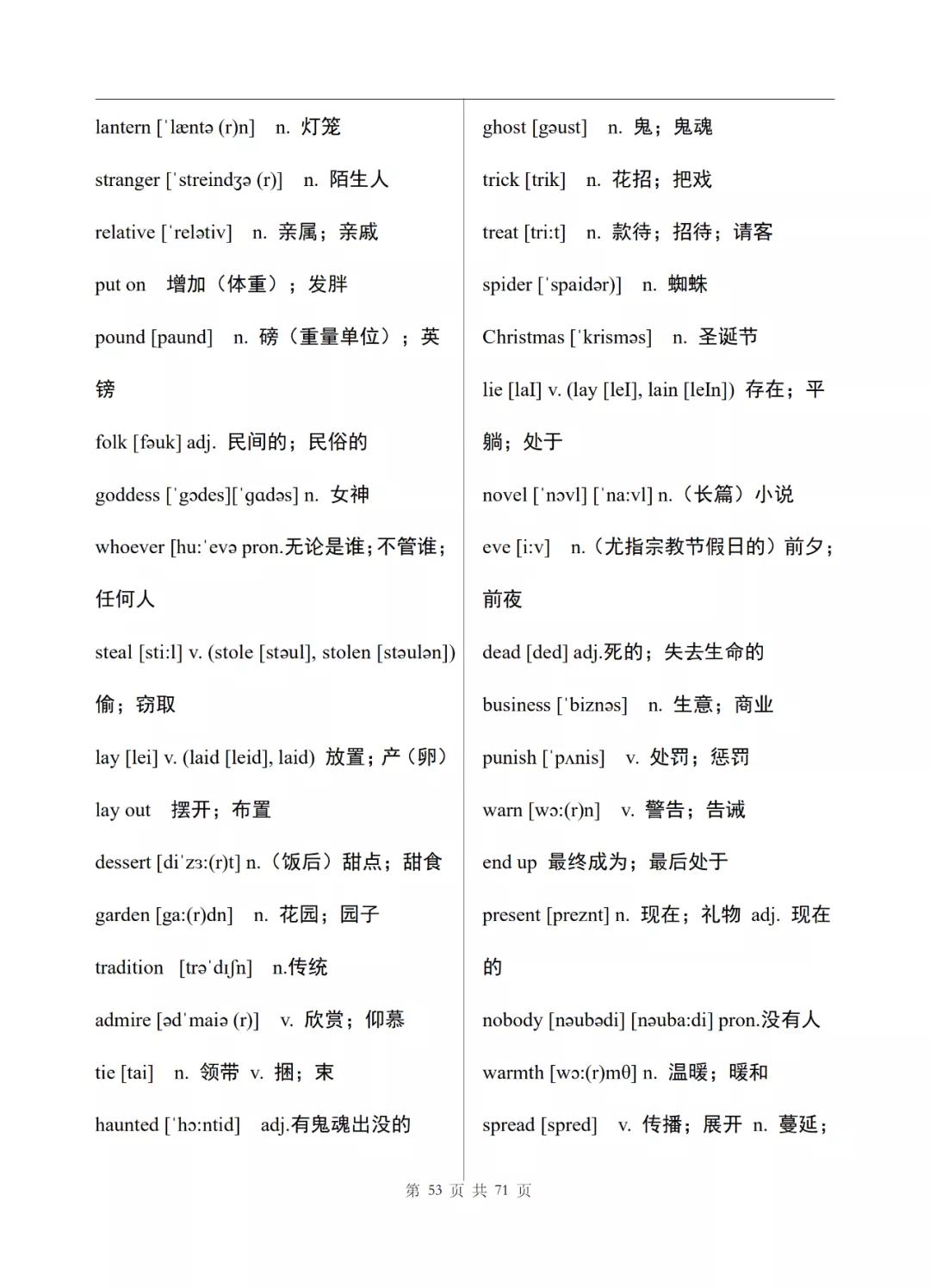 初中英语七年级上册电子单词表整理，可打印下载