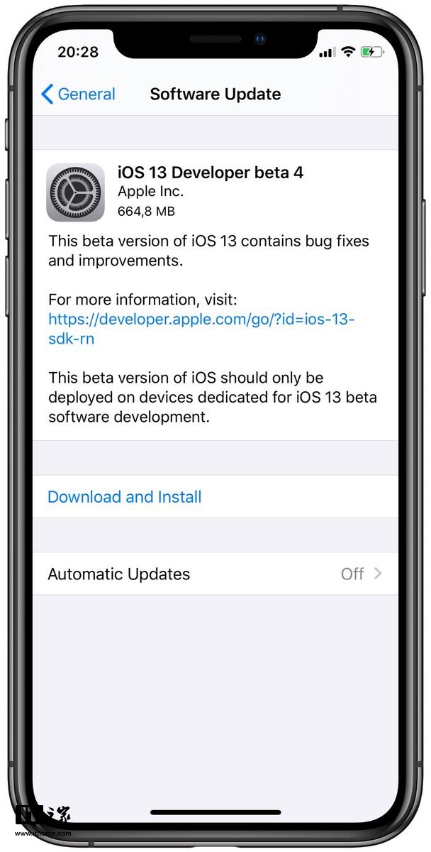 iPhoneiOS 13/iPadOS 13开发人员测试版Beta 4系统固定件刚开始消息推送