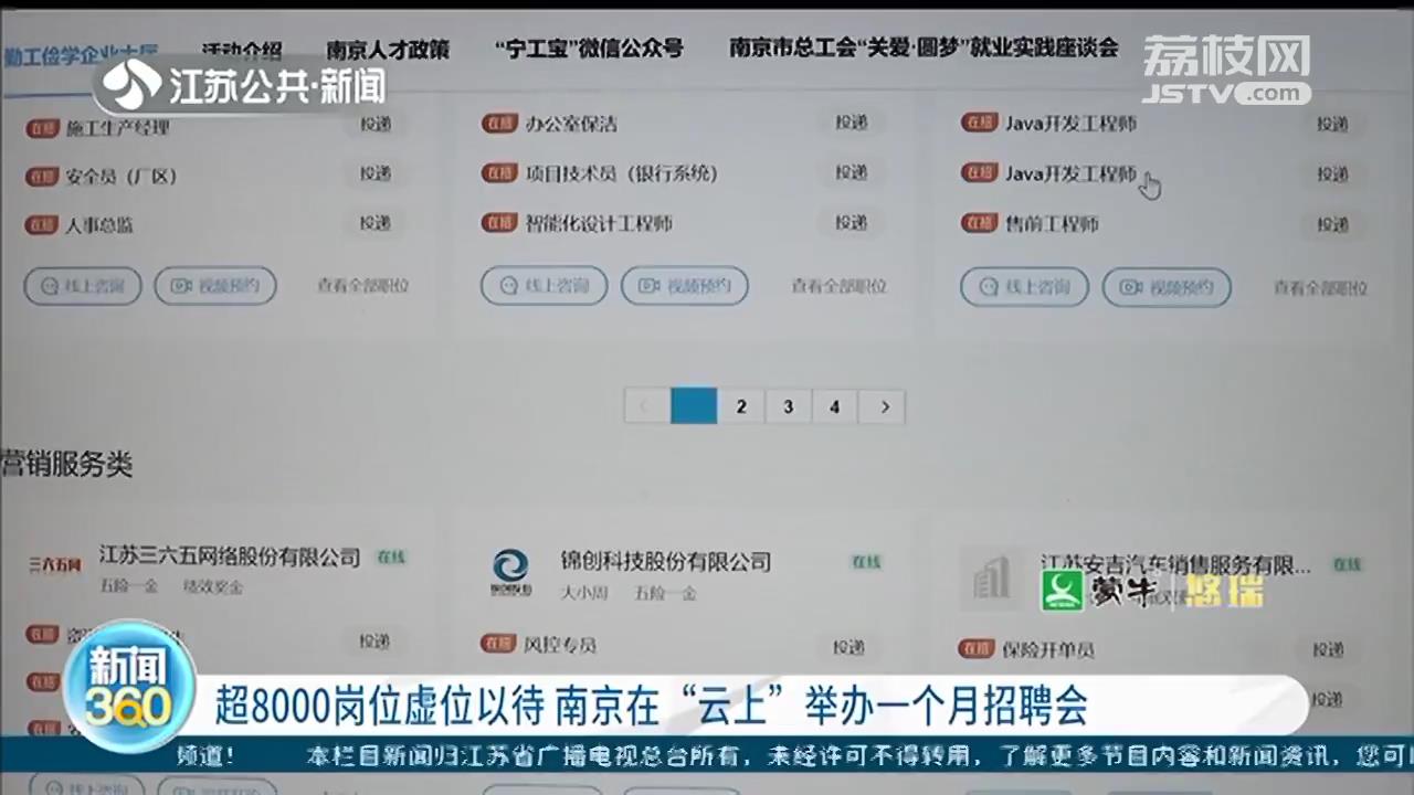 超8000个岗位虚位以待 南京在&ldquo;云上&rdquo;办一个月招聘会
