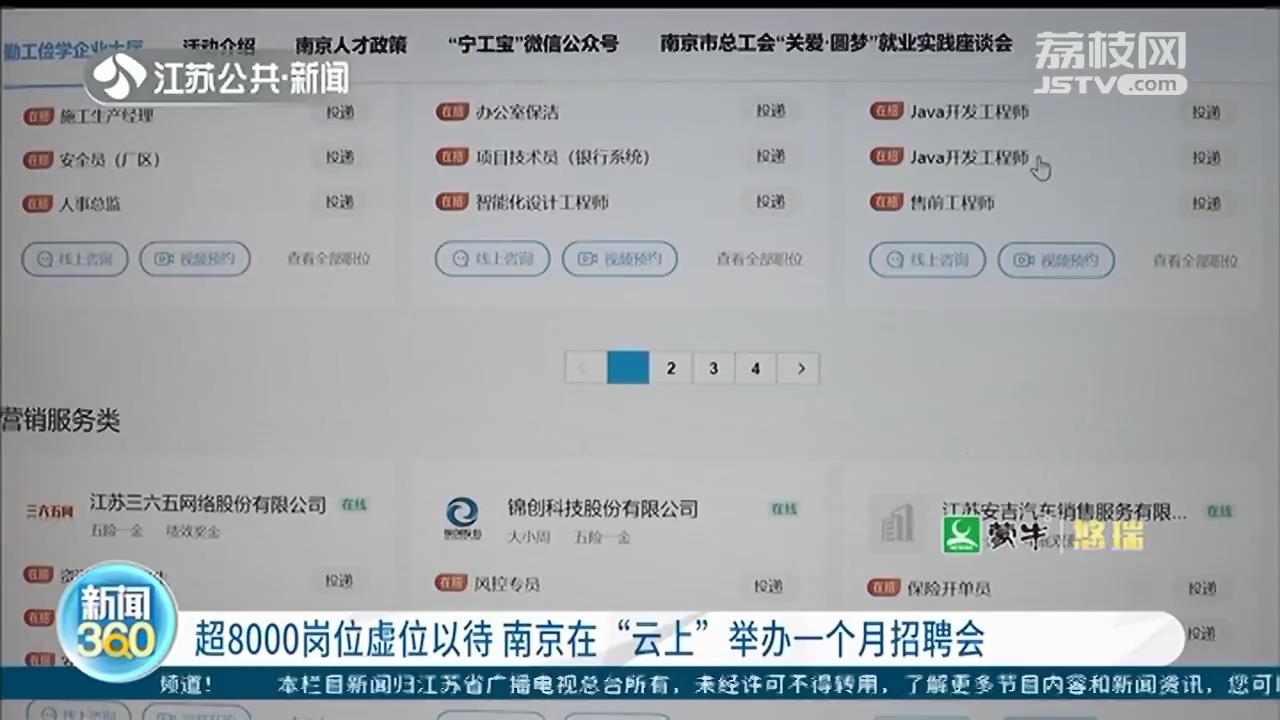 超8000个岗位虚位以待 南京在“云上”办一个月招聘会