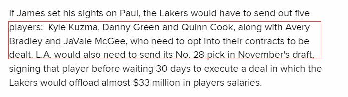 保羅聯手詹皇？聯盟經理看好詹皇推動湖人交易：CP3想回洛城