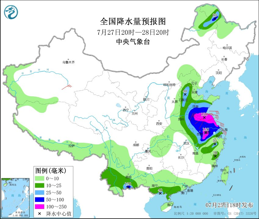 周天气（7月26日-8月1日）：“烟花”影响江浙沪皖，北方降雨增多