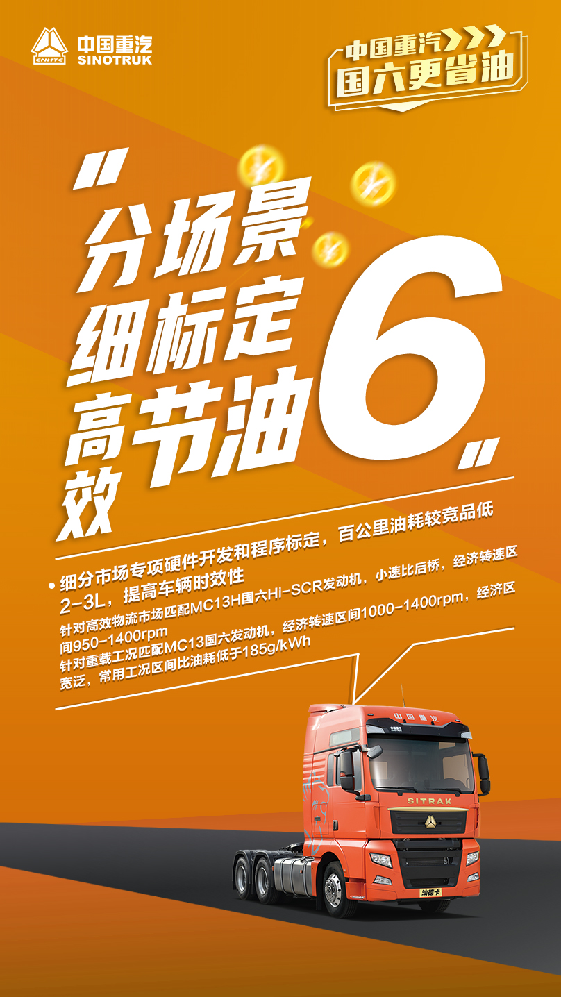 中國重汽，國六更省油