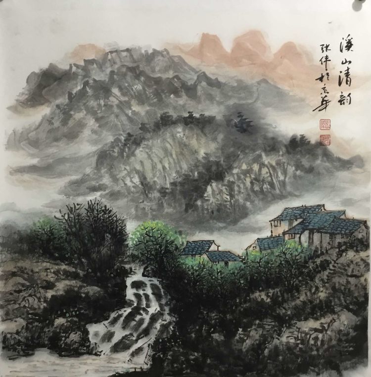 画家张伟主修国画山水一一画风笔墨灵动，贴近自然