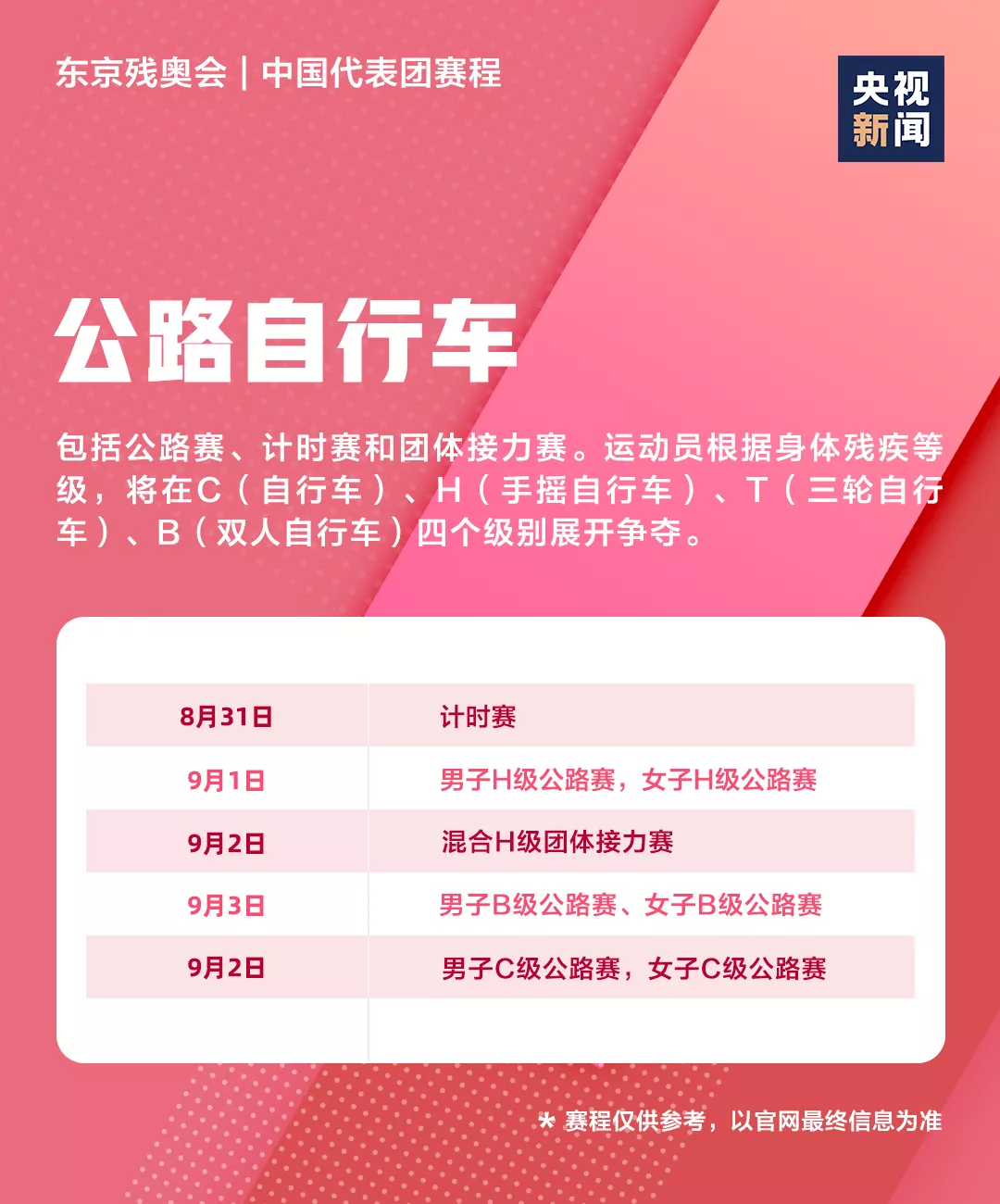 中国队，飒！东京残奥会开幕！超全观赛日历速收藏