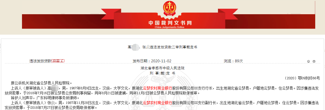 贷前审查敷衍了事致云梦农商行损失399万原支行长作为第一责任人获刑