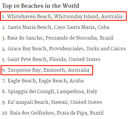 「澳洲·文化」Trip Advisor公布全球海滩排行，第一就在澳洲