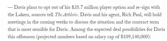 曝濃眉將跳出合同續約湖人，3年1.06億+球員選項最有利？