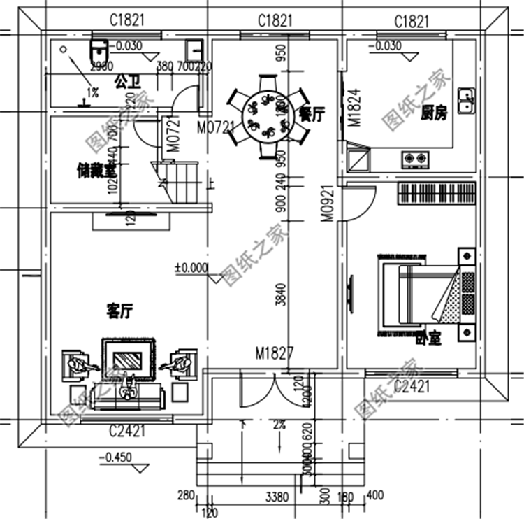 The layout of a 110-square-meter villa with a two-story house in the ...