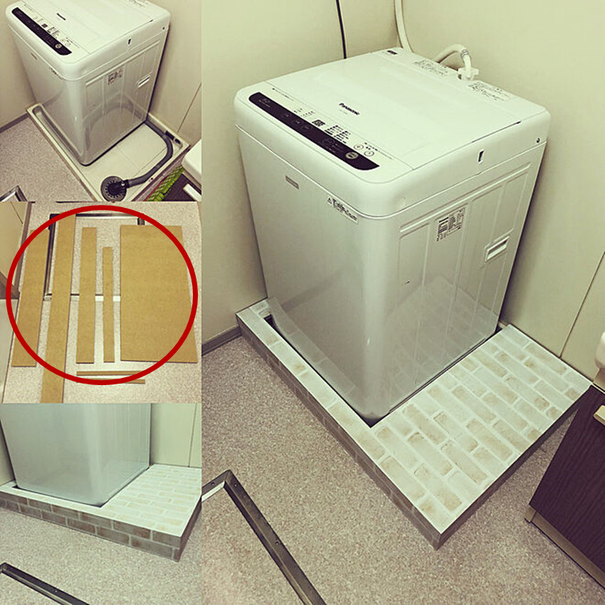 洗衣机排水管外露丑绝了，破纸板裁裁当遮盖板，上面置物1㎡不剩