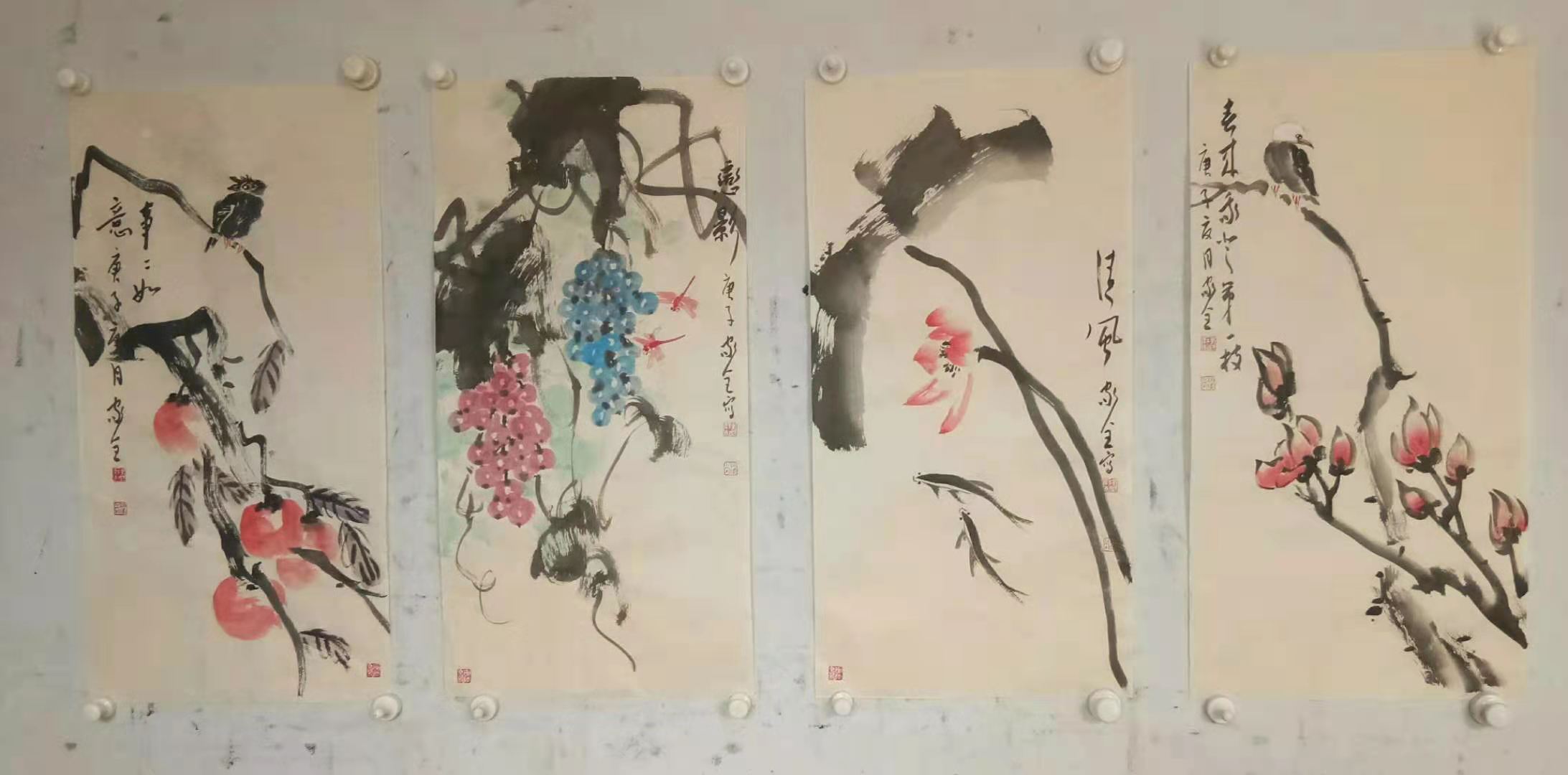 杨家全老师四条屏作品欣赏