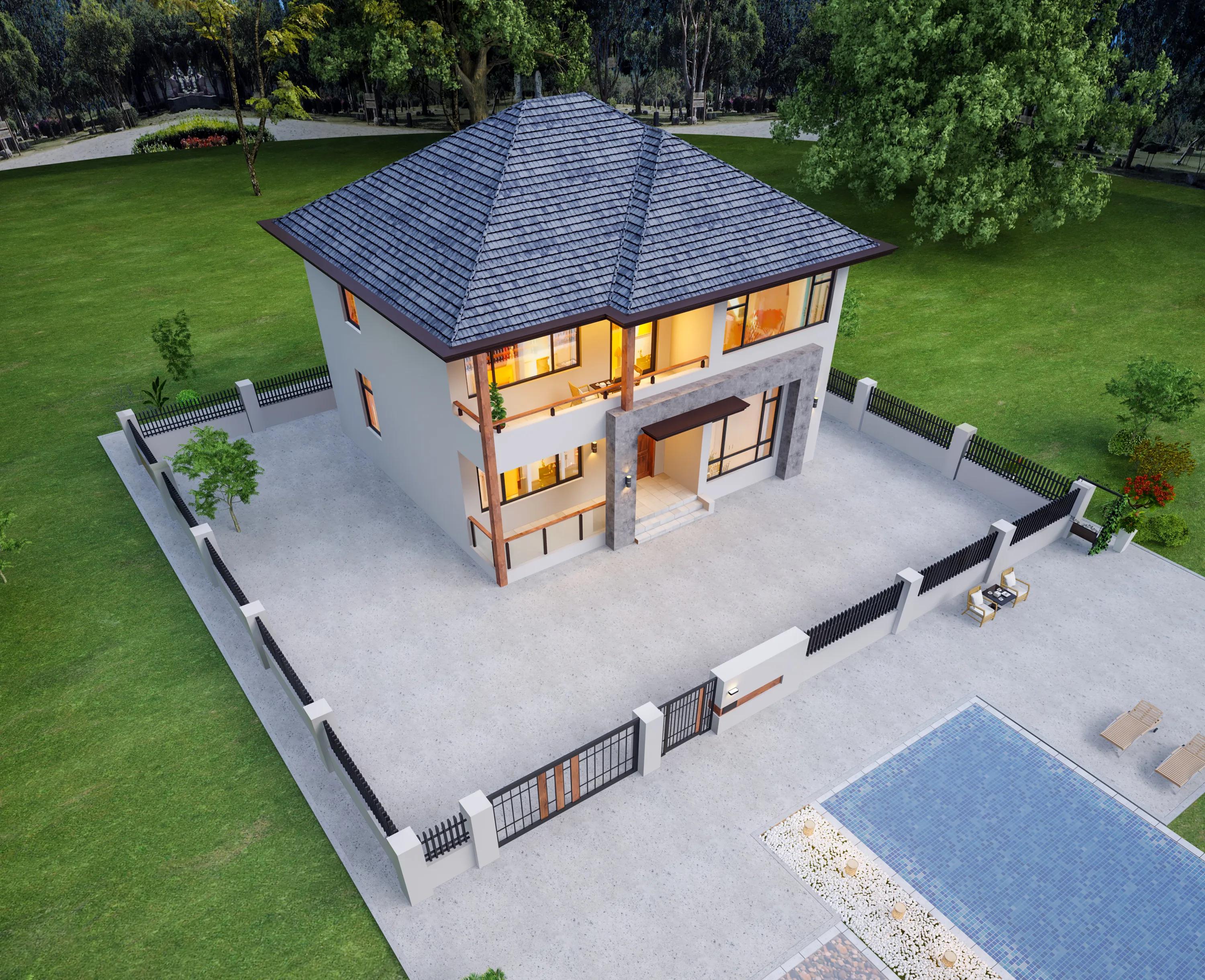 Square Rural House Founder and majestic two-story villa, classic layout, can be called a ...