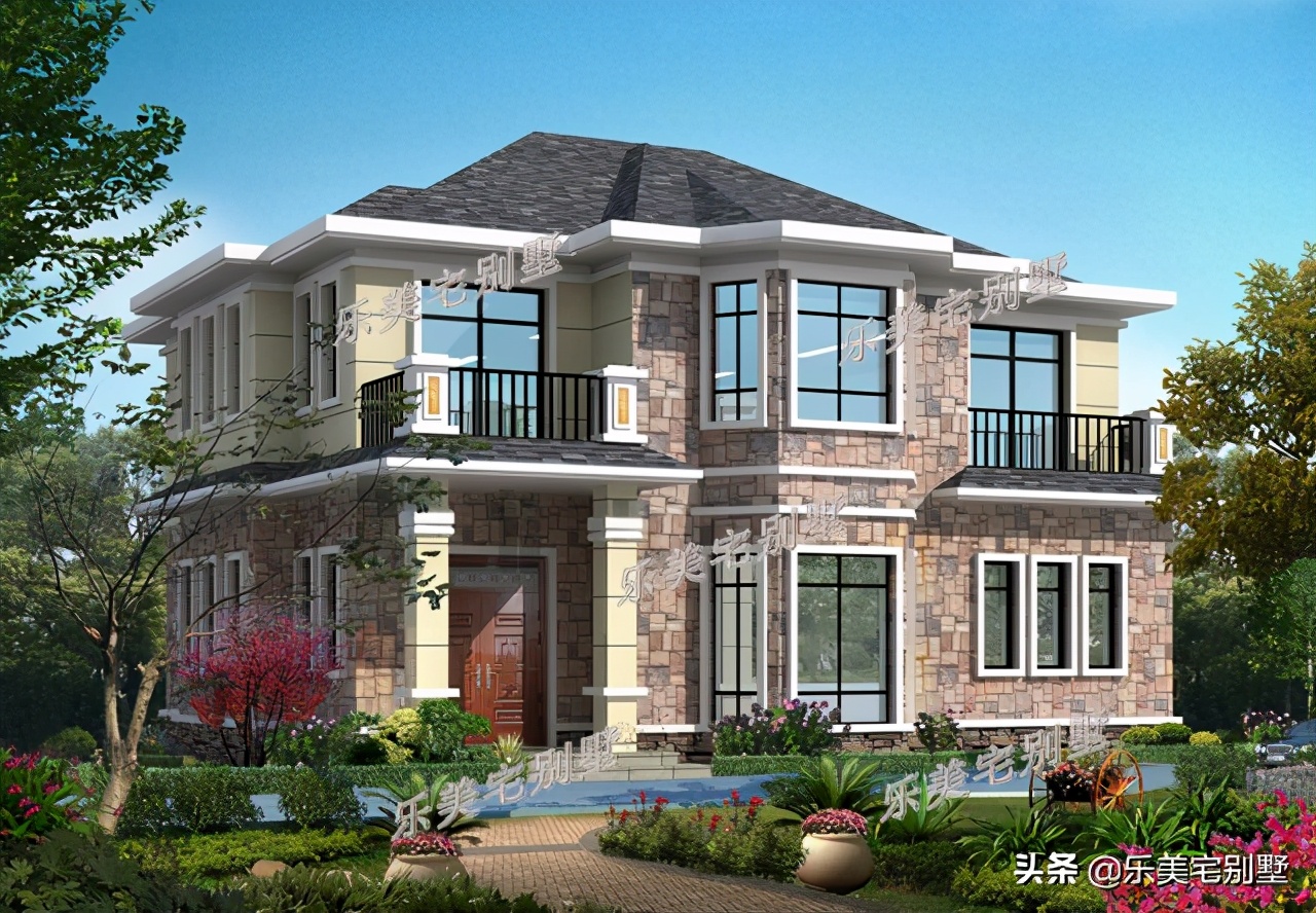 造价在25-30万内精美二层农村别墅设计图 - 乐美宅别墅网