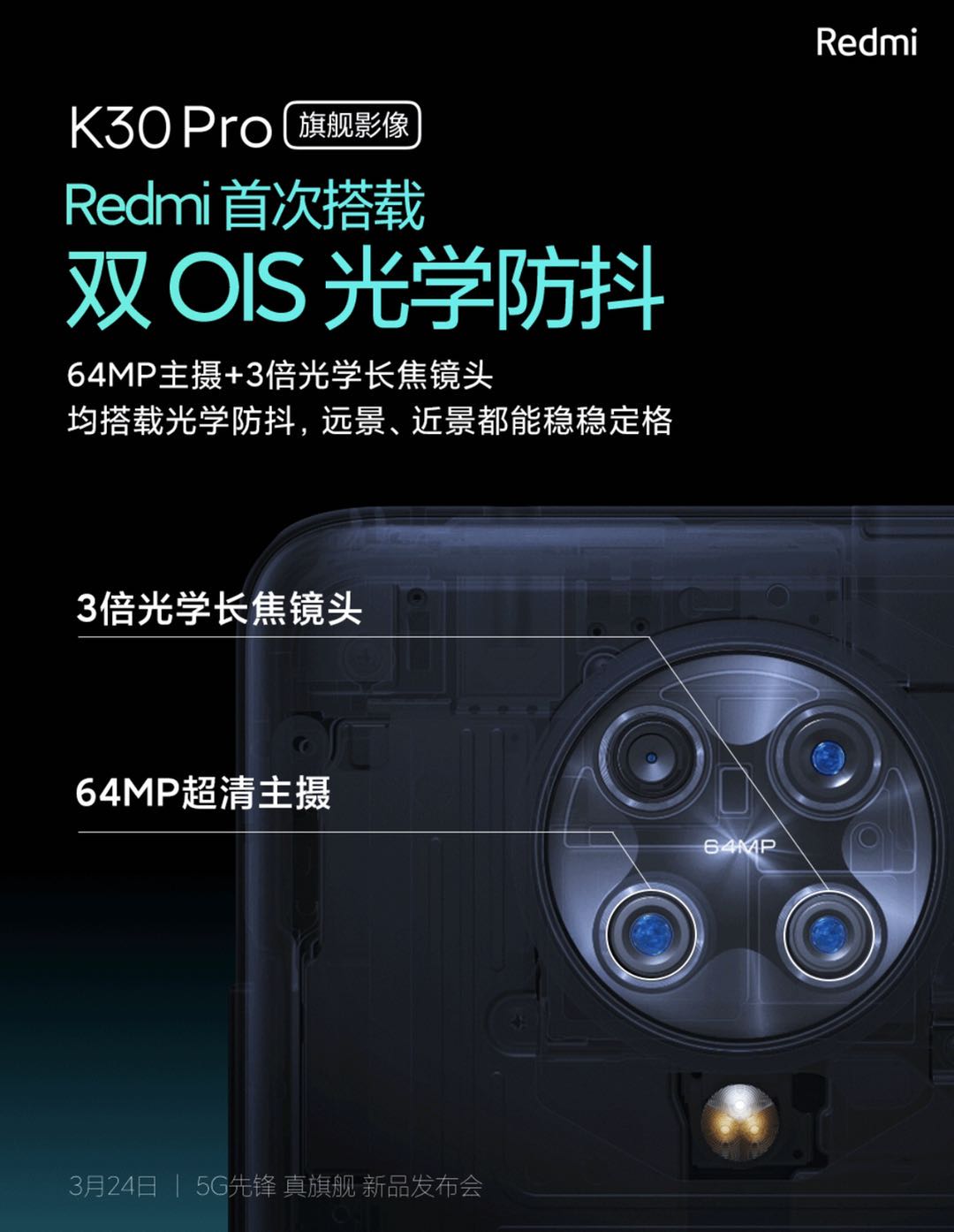 sony6400万还不够，Redmi K30 Pro配用光学防抖，立即上2个！