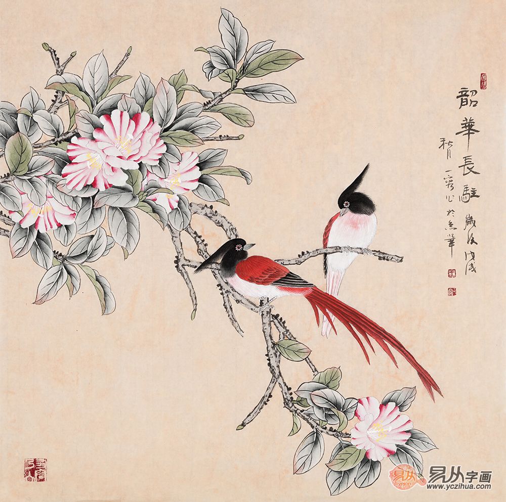 美到窒息的花鸟画：温馨舒适的卧室环境，离不开挂画的点缀