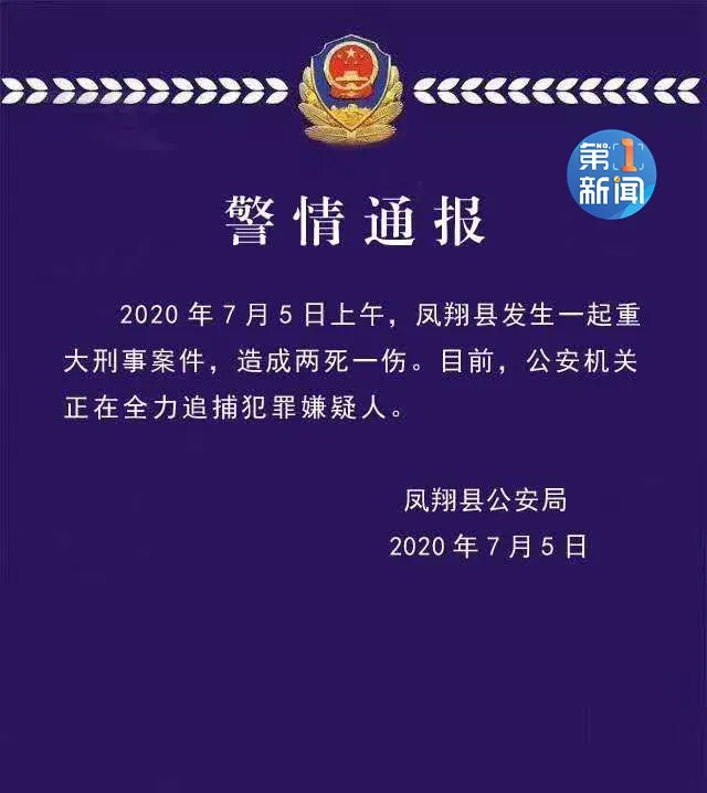 陕西发生重大刑事案件两死一伤 见到此人速速报