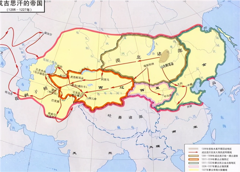 How big is the territory that Genghis Khan led his army to lay down?I