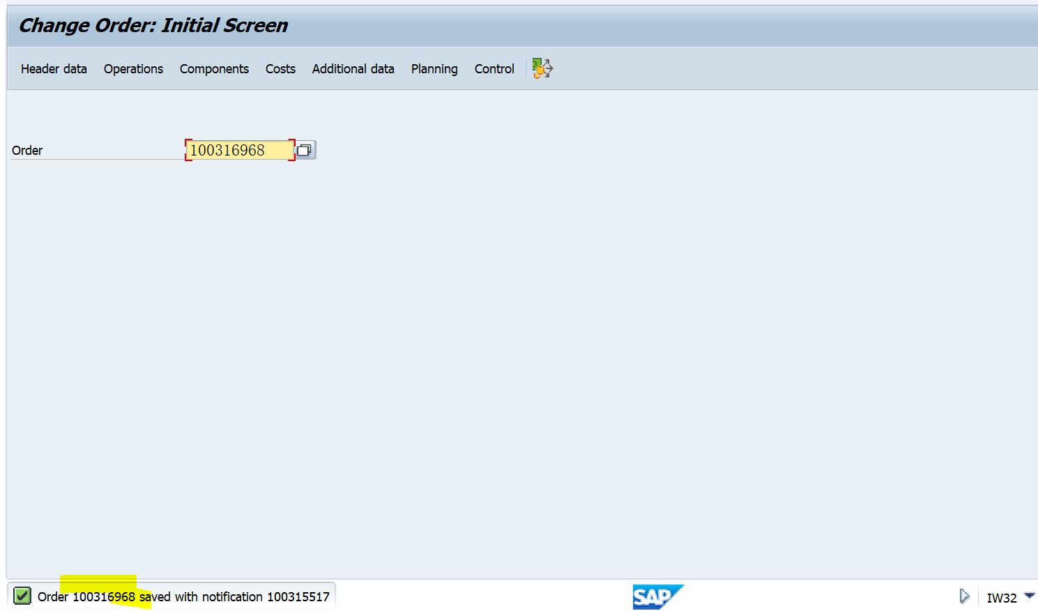 SAP PM 入門系列12 - IW32 下達一個維護訂單