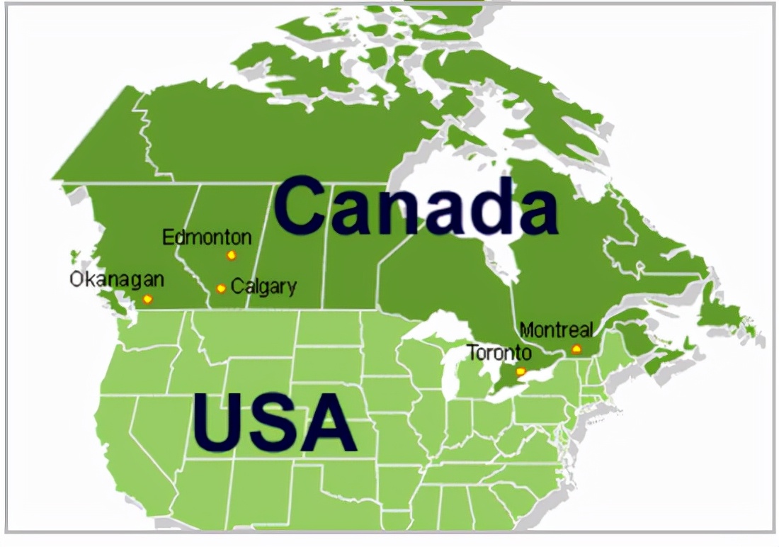 What is the north latitude of the straight line boundary between the ...