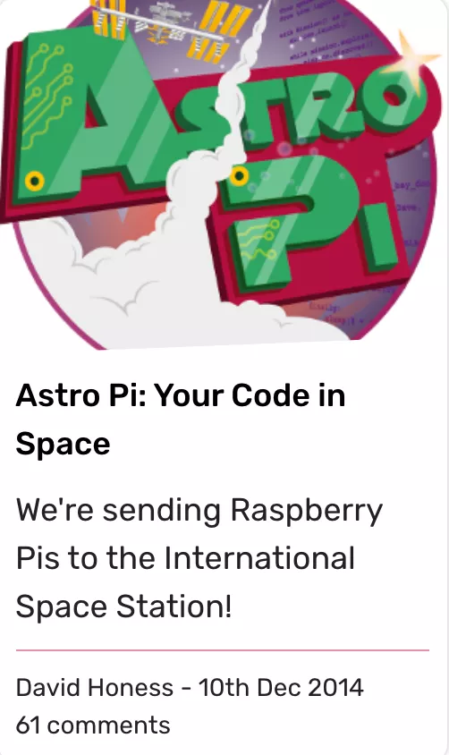 树莓派：人在太空，刚下火箭，诚招小于19岁的代码开发者