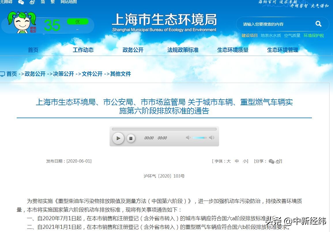 快看！上海国六排放标准分两批次实施（附时间