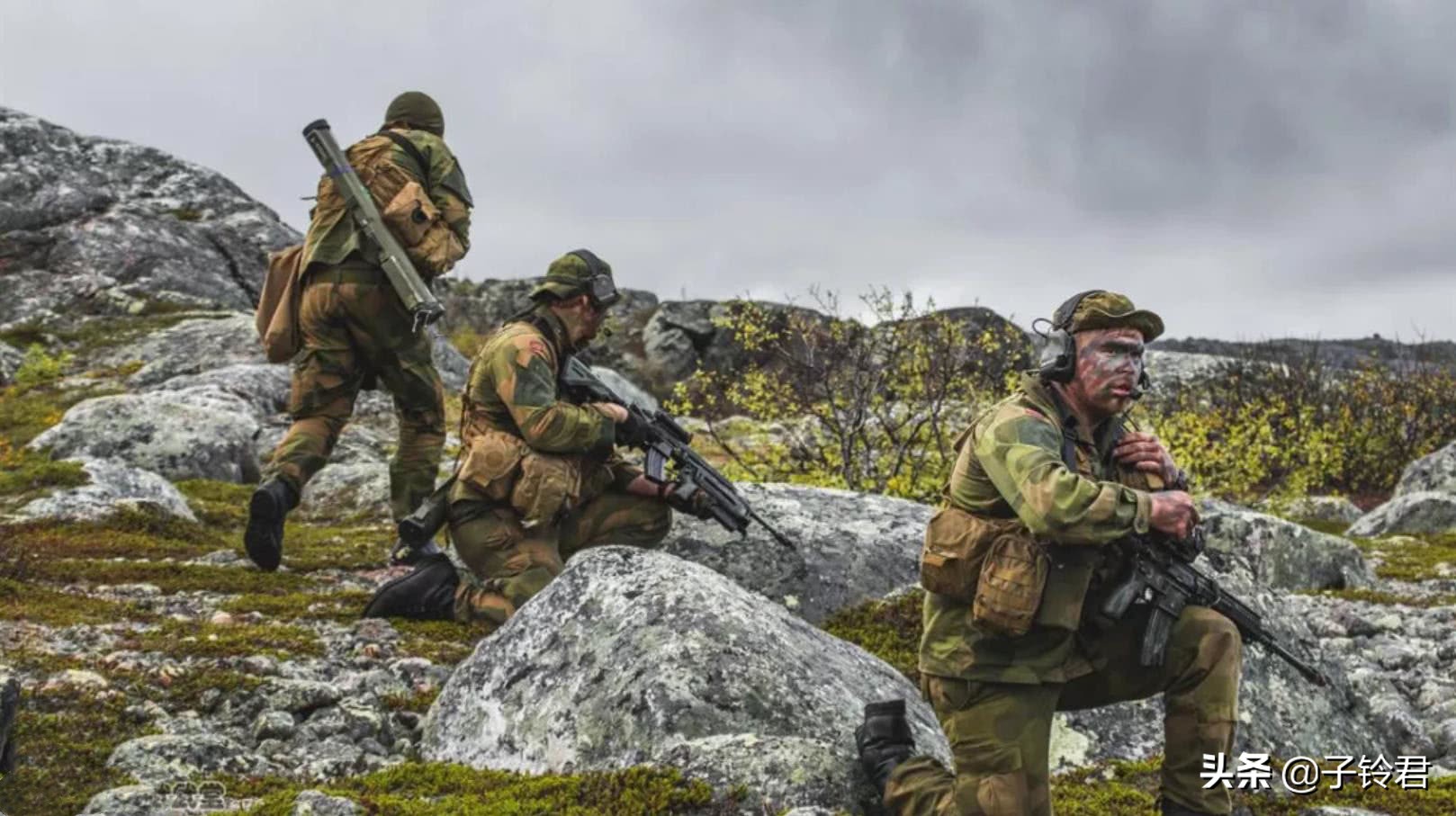 挪威特种部队演习，德国步枪比利时机枪，全员