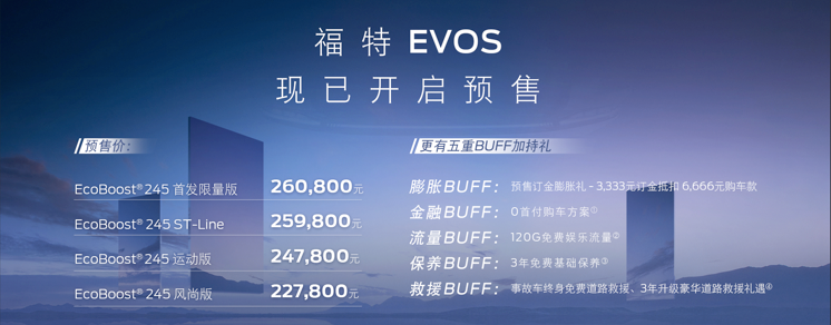 配1.1米宽的巨幅屏 长安福特EVOS预售22.78万起