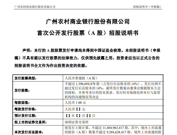 广州农商行IPO将于后天上会 此前多名高管遭刑事处罚