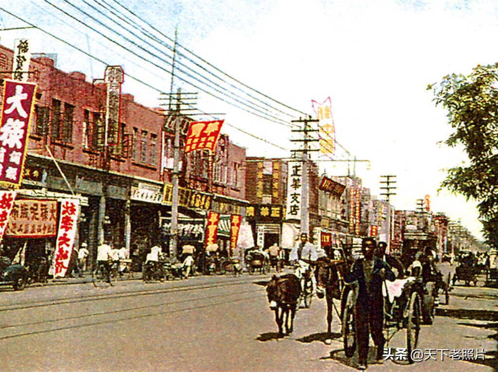1930年代的天津彩色老照片 彼时的金汤桥李公祠北宁公园