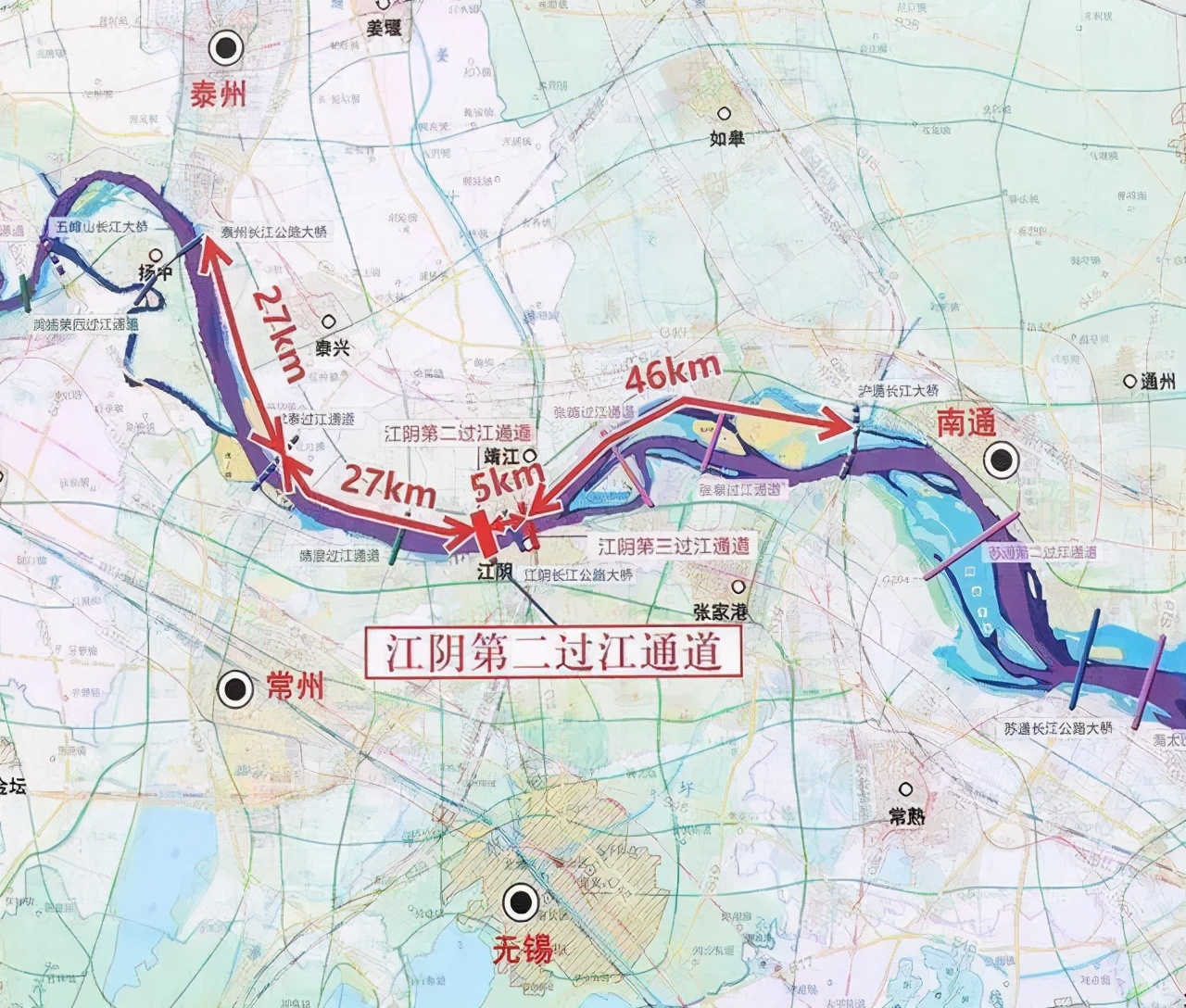 江苏建一座过江通道，投资约141.5亿，预计2025年建成