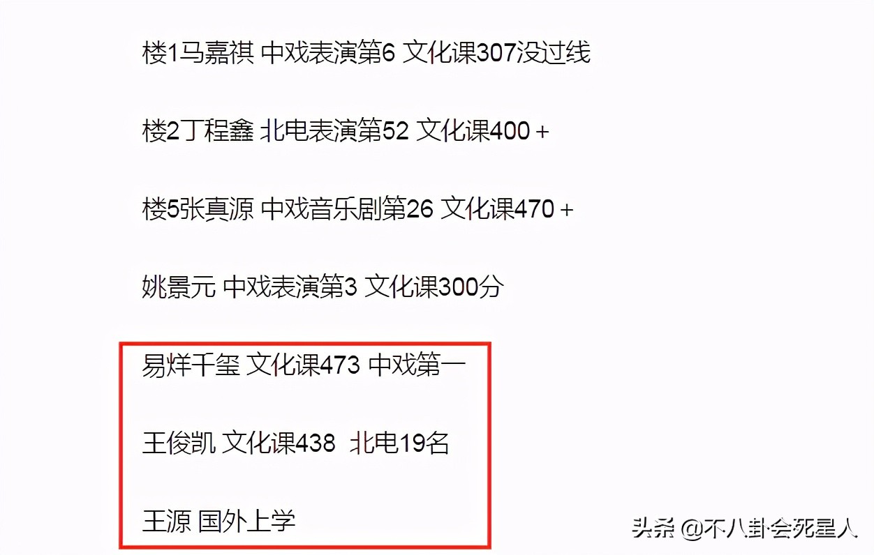 TF家族高考成绩一览，王俊凯千玺优异，师弟团考出25分低分