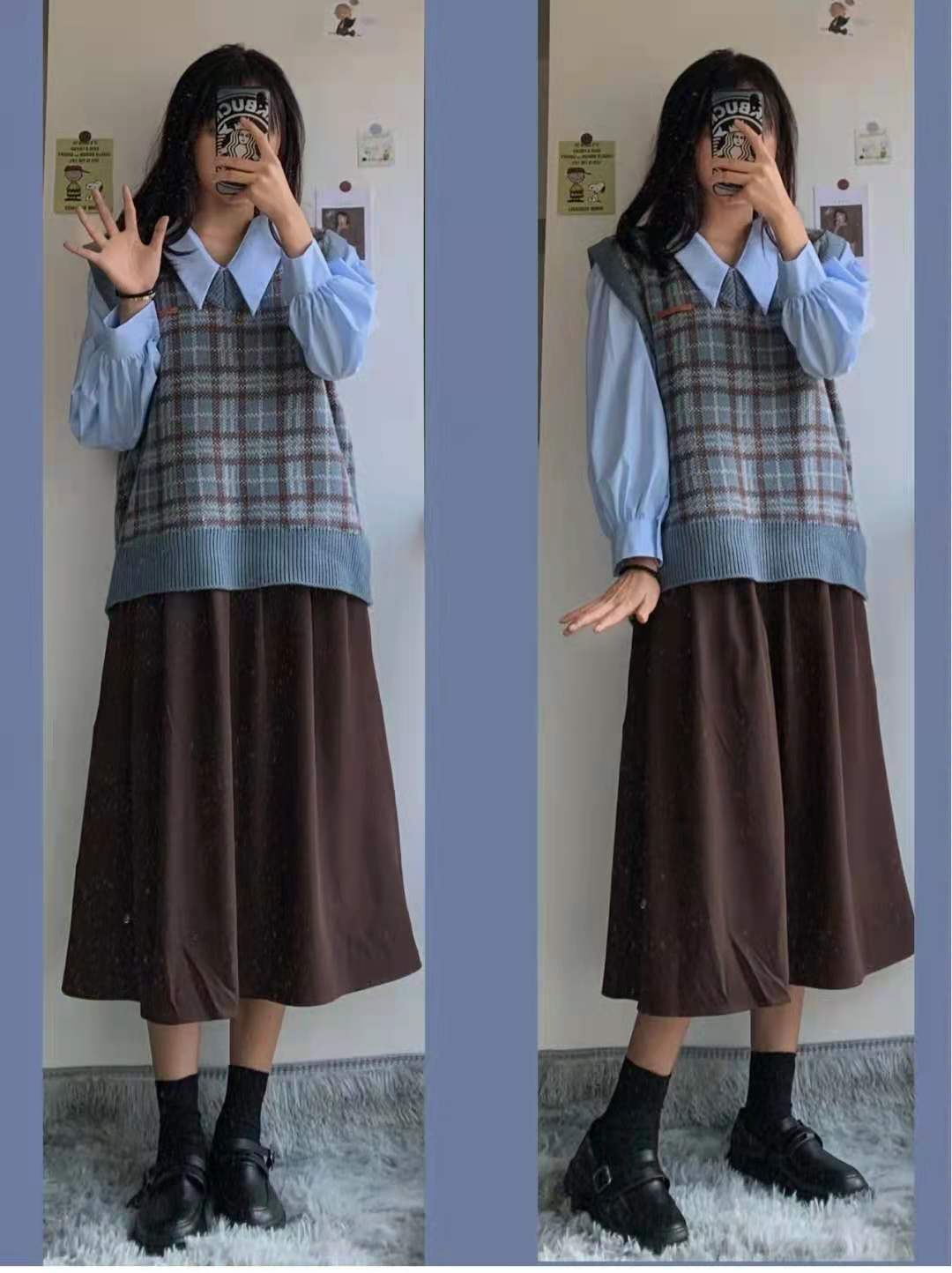 What kind of skirt looks good with a knitted vest iMedia