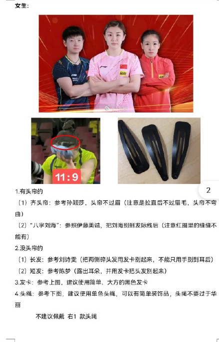 国乒发型成为学校参考！樊振东和许昕成反面教材！女队三人是标杆