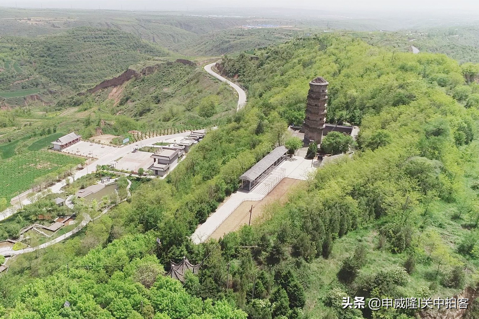 永平古镇：航拍北宋武陵寺塔（永寿旧县城古塔）