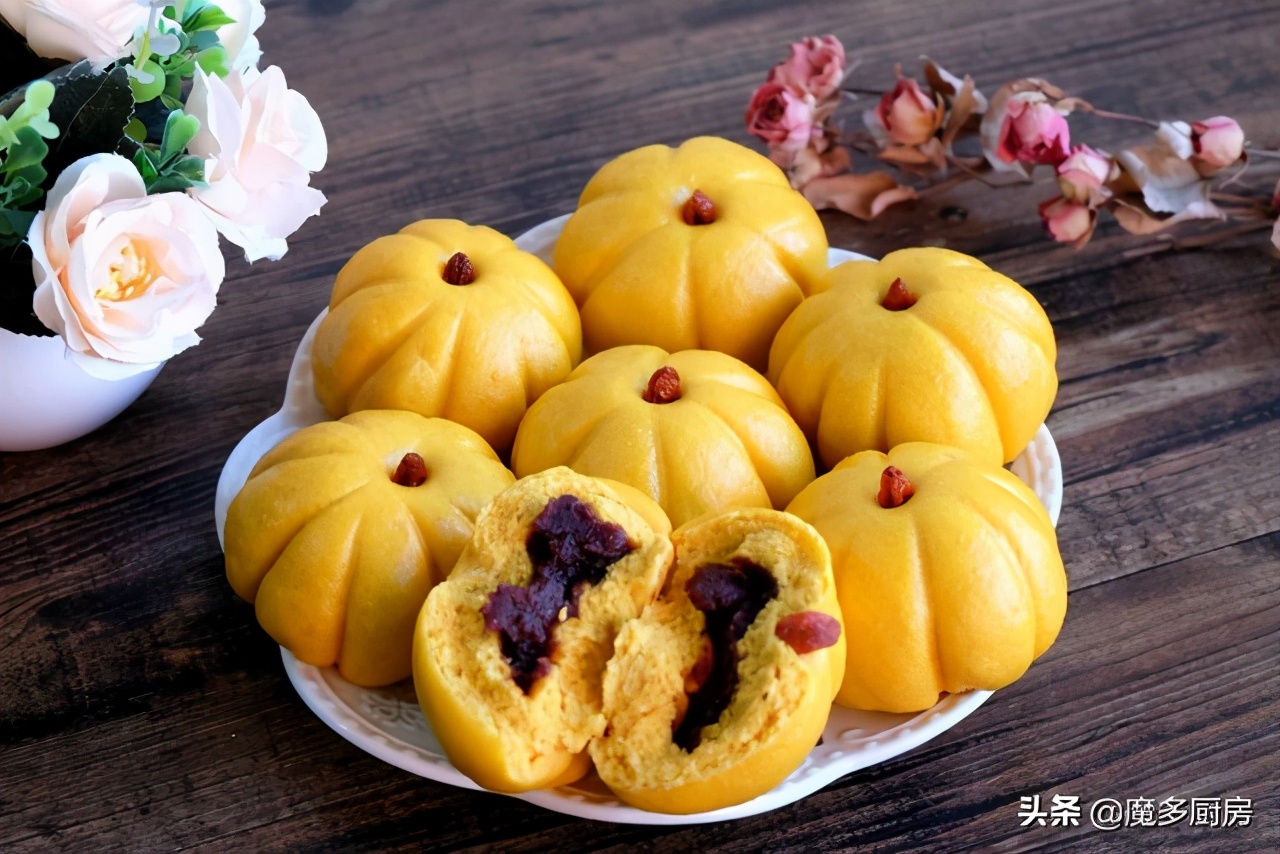 早起一小時，蒸一盤好吃又好看的豆沙包，不放水不加糖，香軟誘人