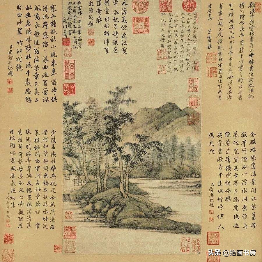 倪瓒《江亭山色图》:岚菲云气淡无痕,孤独寂寞天宇宽