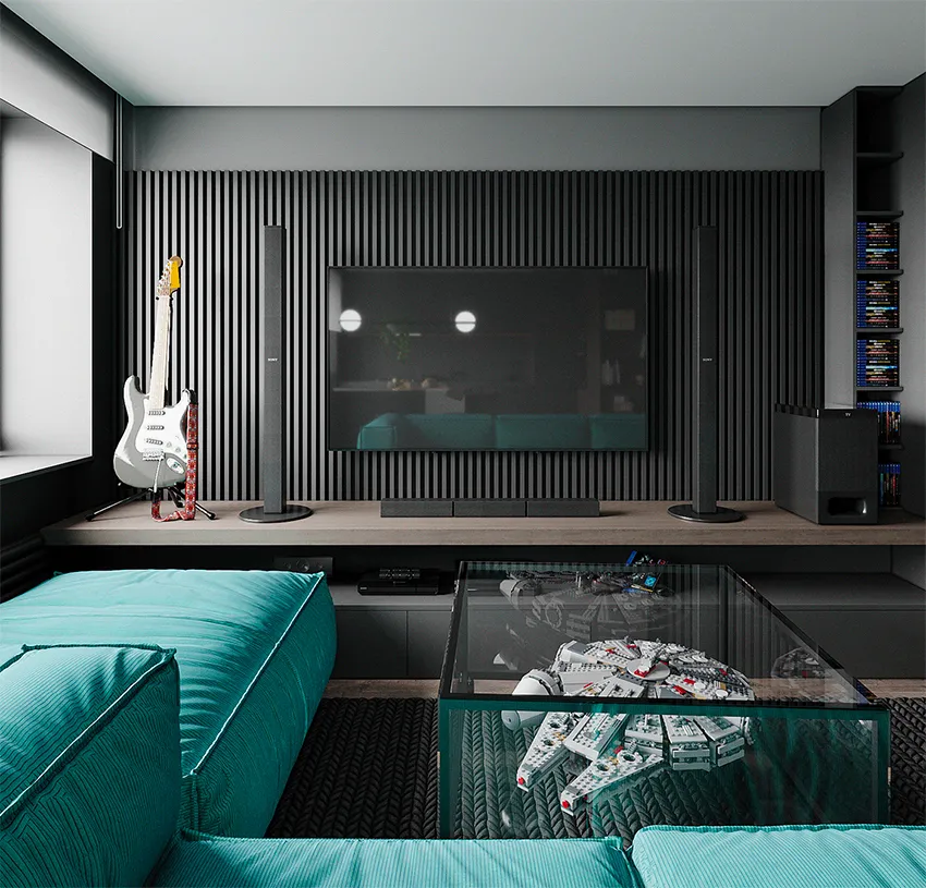 YDD·设计｜69㎡低调沉稳的艺术住宅：墨黑灰+深褐木色