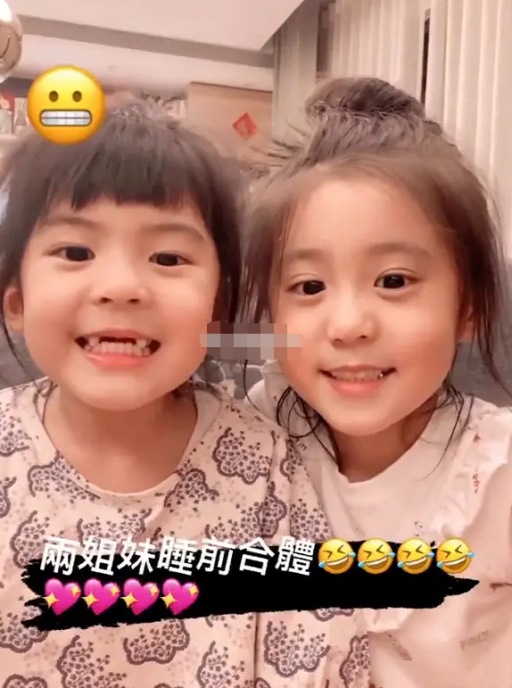 贾静雯老公晒女儿近照，咘咘和妹妹的颜值都超高，长大一定要出道