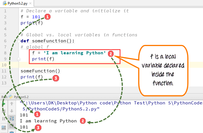 DAY1-step4 Python变量：声明，连接变量，全局和局部