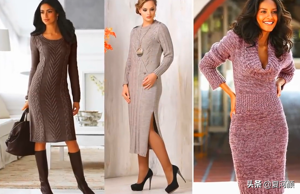 欧美风格，时尚漂亮！分享一组手工针织的女士毛衣、裙子