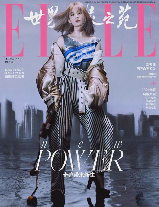 Liu Yifei is brand-new modelling of hair of 2 dimension pink is ascended " Elle " in March print cover exposure sweet Sa