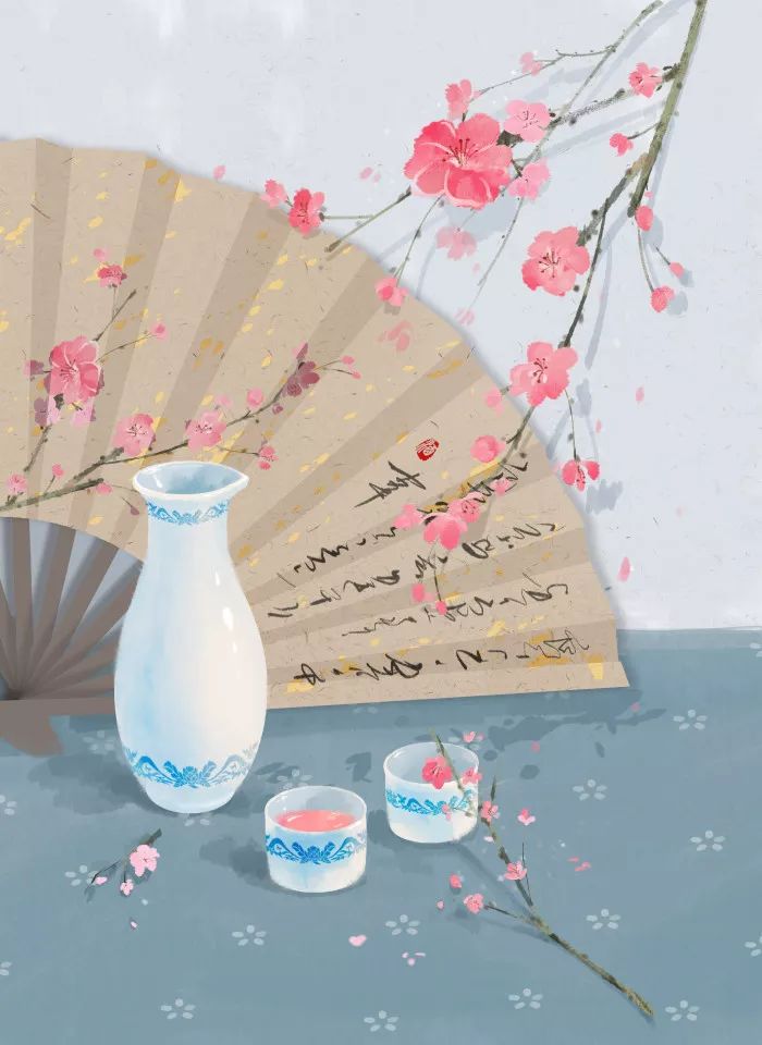 古风美物插画 | 裁为合欢扇，团团似明月