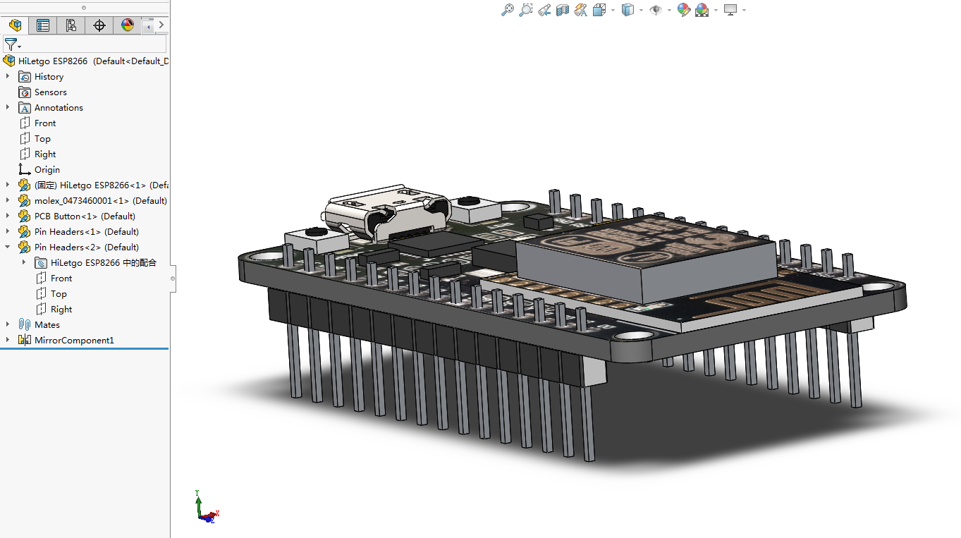 HiLetgo ESP8266 嵌入式芯片模型3D图纸 Solidworks设计 附STEP