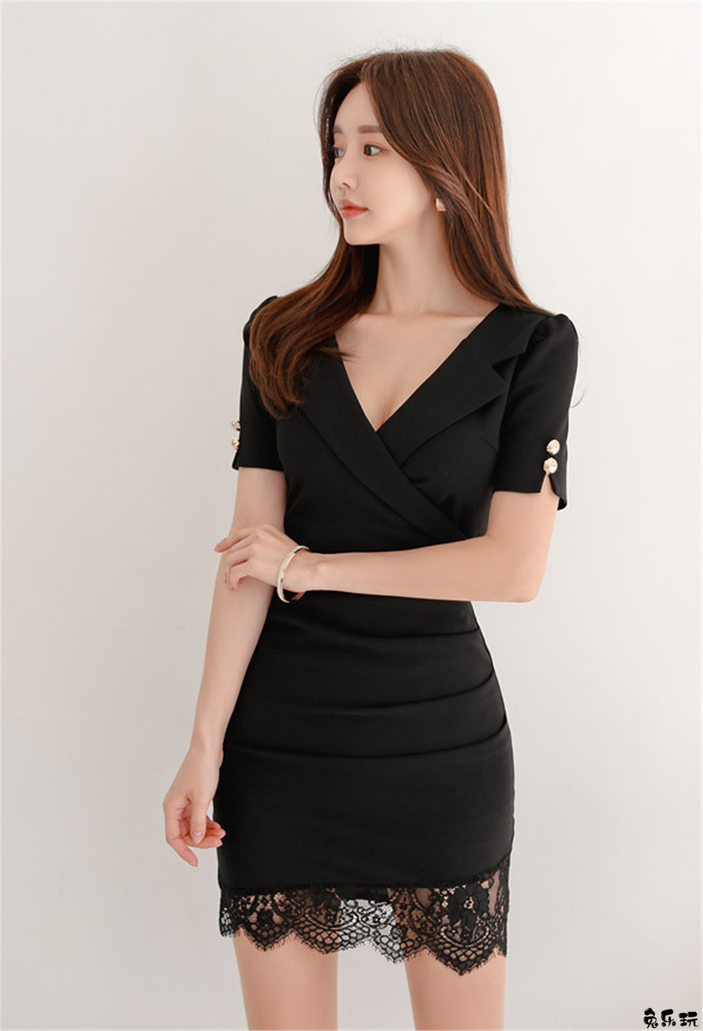 孙允珠·宁静夏夜萤星墨花高腰西装裙