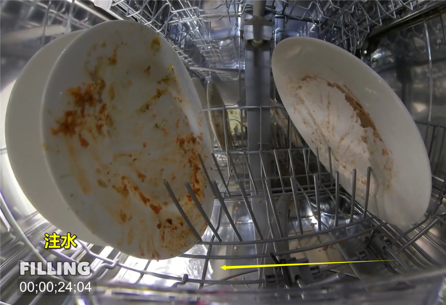 How does the dishwasher clean the dishes?After the old man put the