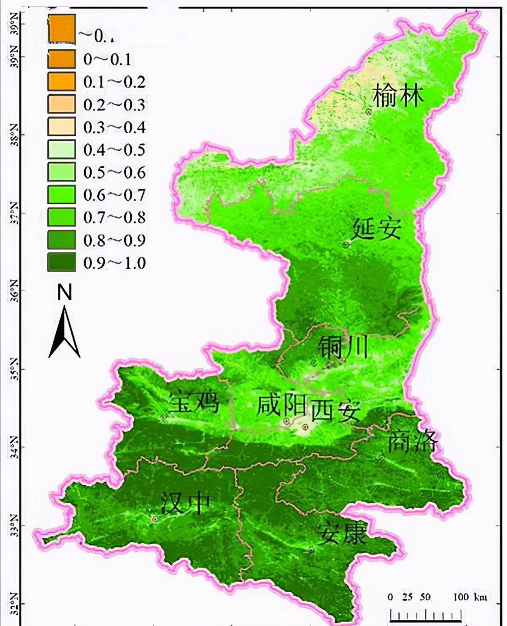 06%,而黄土高原,华北平原地区的森林覆盖率增