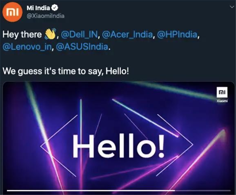 官宣！小米笔记本电脑印度上市